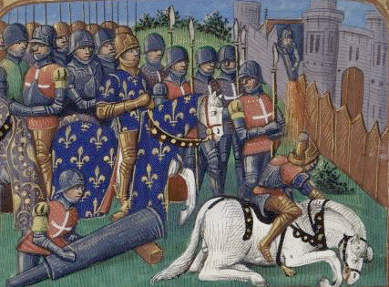 Siège de Cherbourg - par Martial d'Auvergne - Enluminure issue de l'ouvrage Vigiles de Charles VII - XVe siècle
